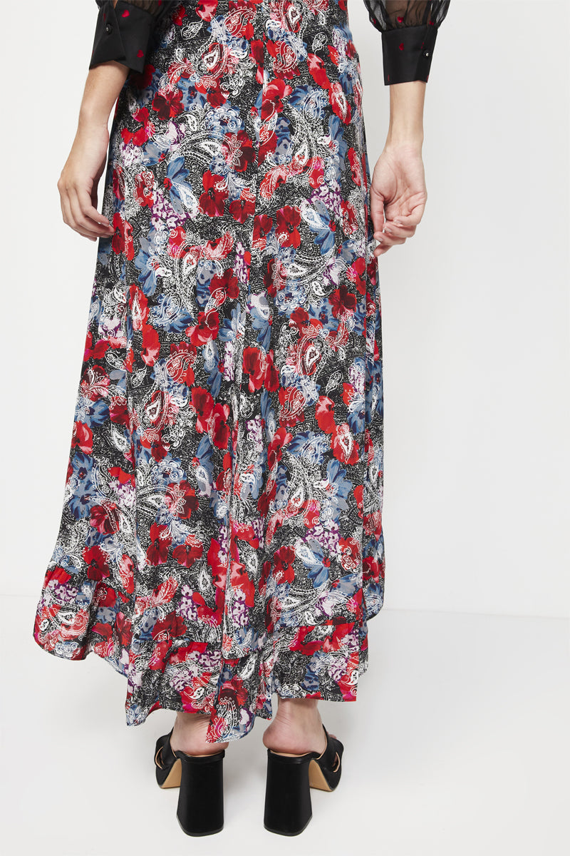 The Kooples - Jupe Asymétrique En Soie Taille Haute - Rouge - Femme