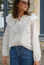Joséphine Large Collar Blouse White