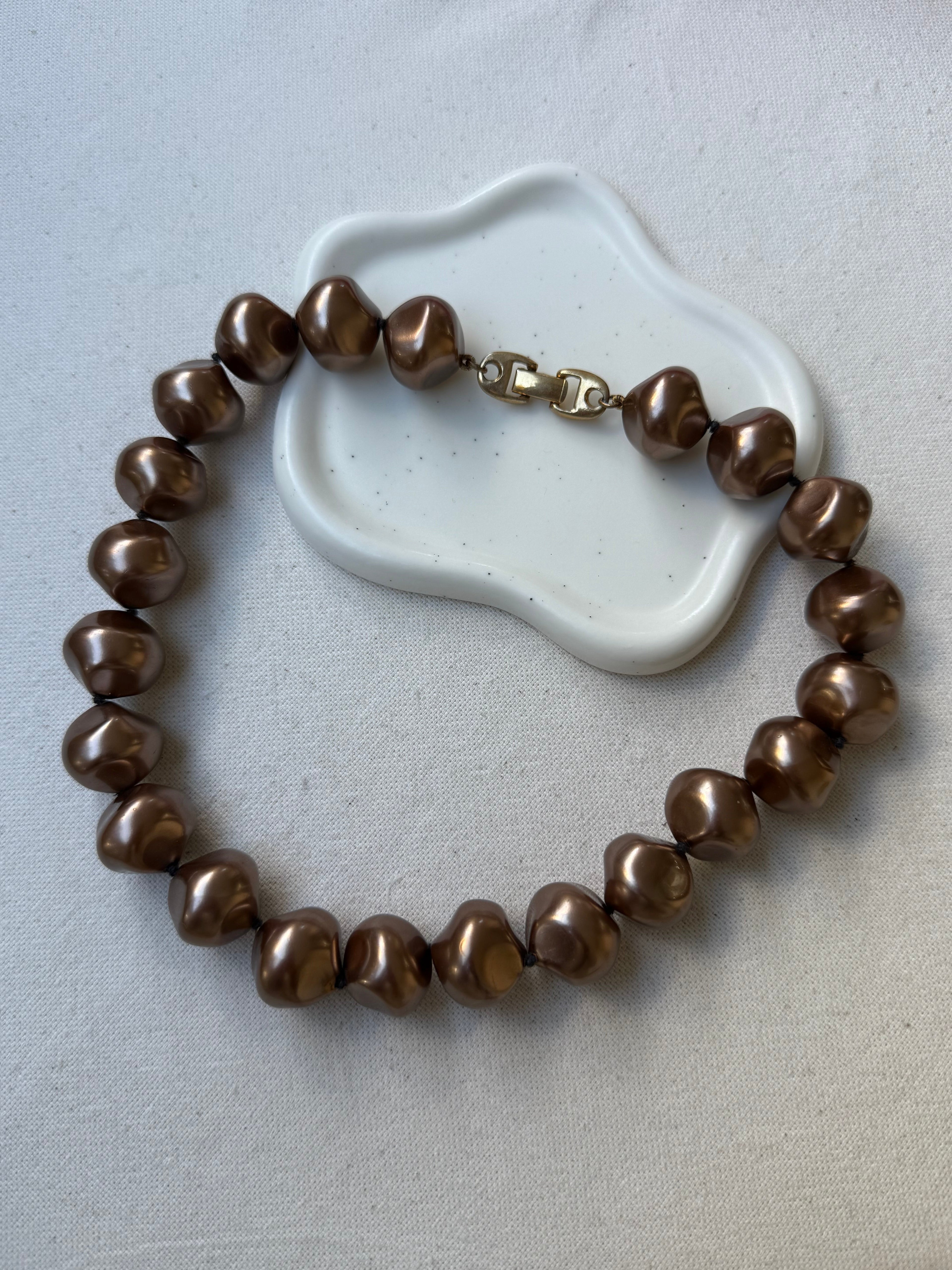 Collar Vintage - Perlas Marrón Glacé