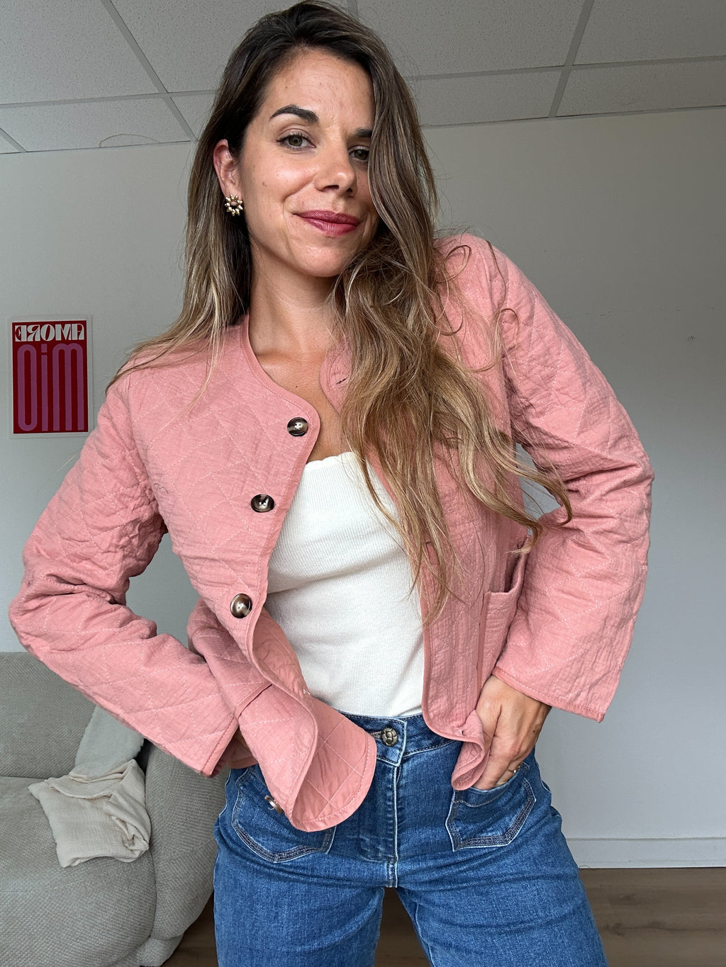 Pink Quilted Jacket