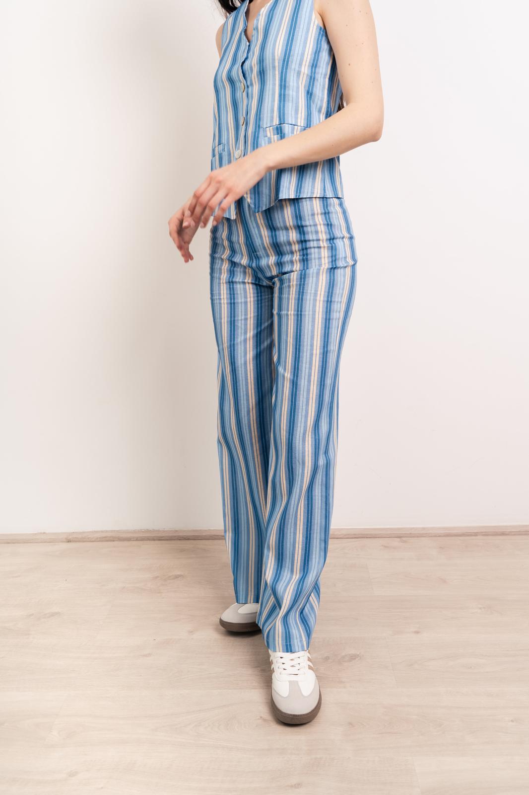 Ana Linen Trousers Blue