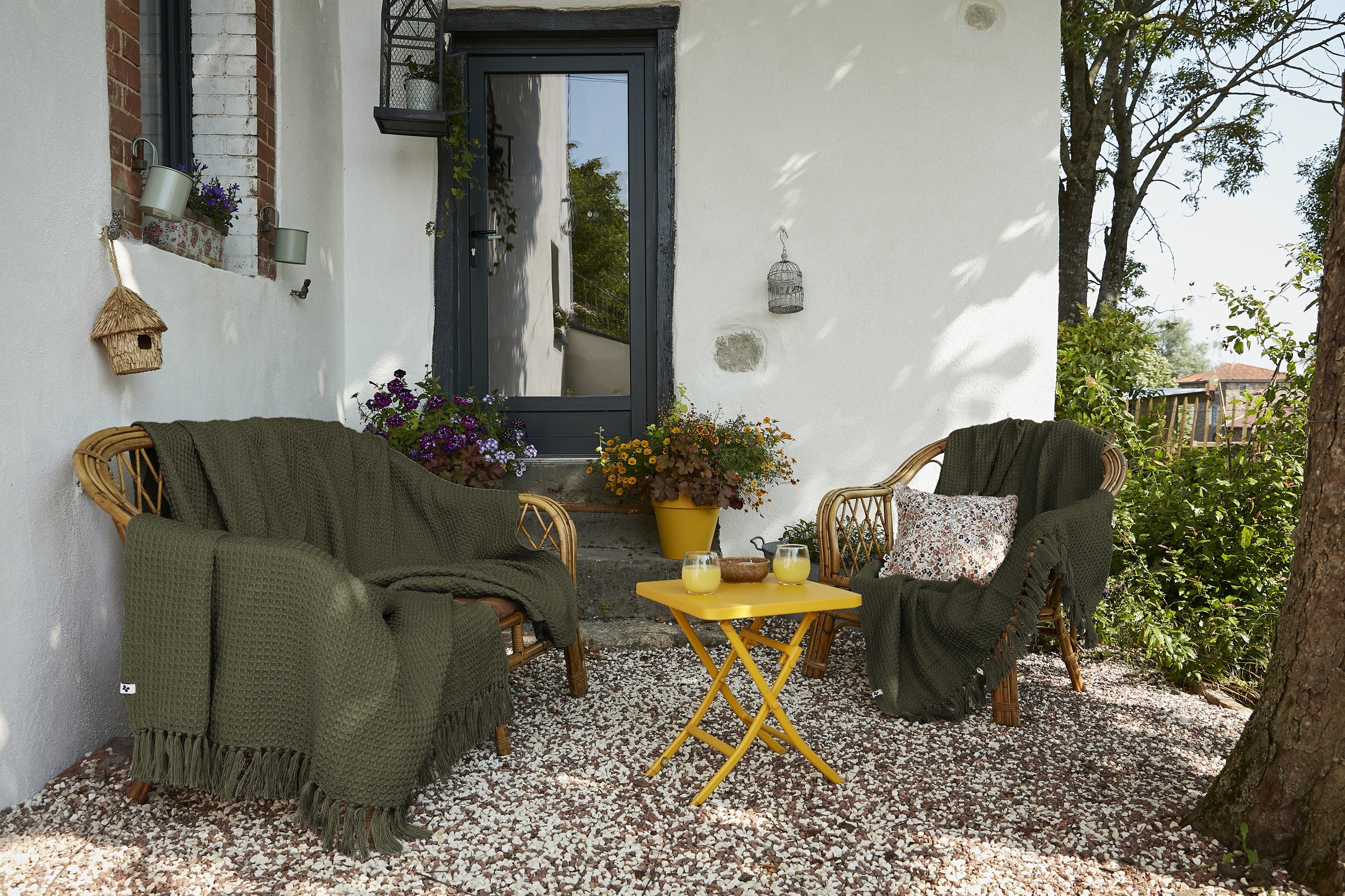 Fringed Throw - Recycled - Gabin - Thyme