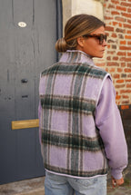 Léa Lilac Checked Sleeveless Jacket