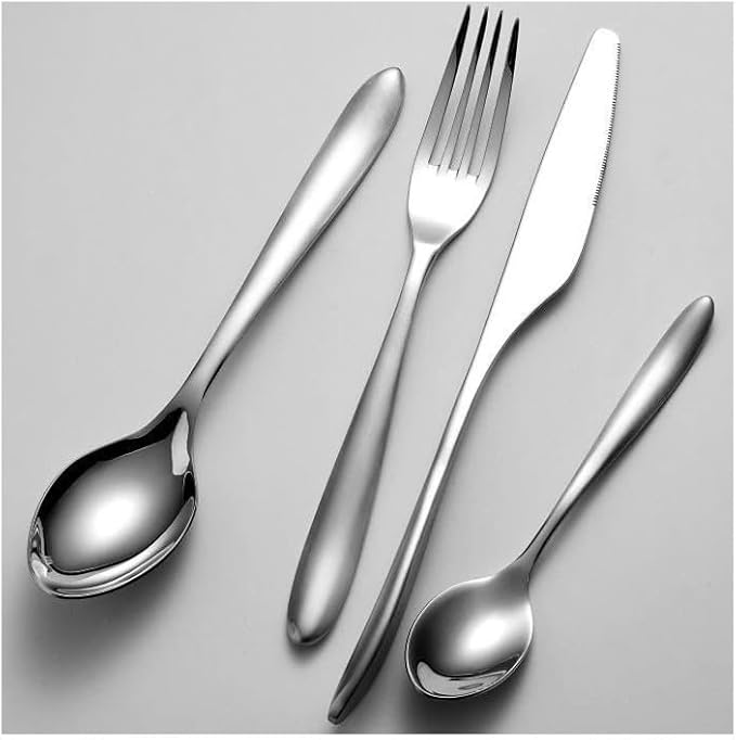 24 Piece Cutlery Set - Stainless Steel - Polished Mirror Finish Stainless Steel