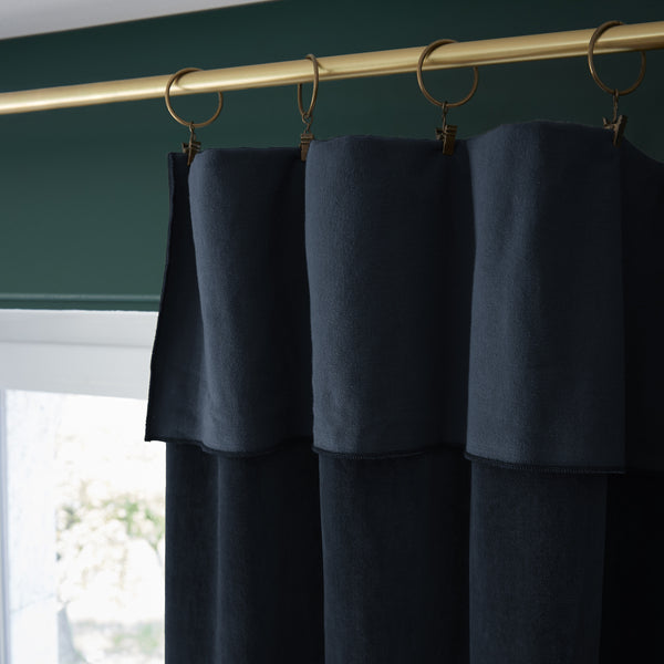 Adjustable Curtain + Rings - Cotton Velvet - Caesar - Midnight