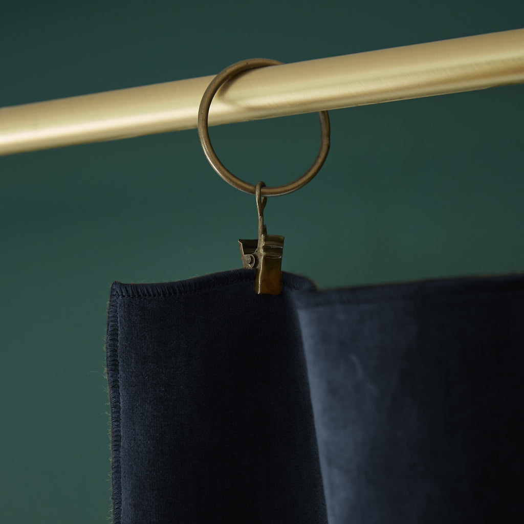 Adjustable Curtain + Rings - Cotton Velvet - Caesar - Midnight