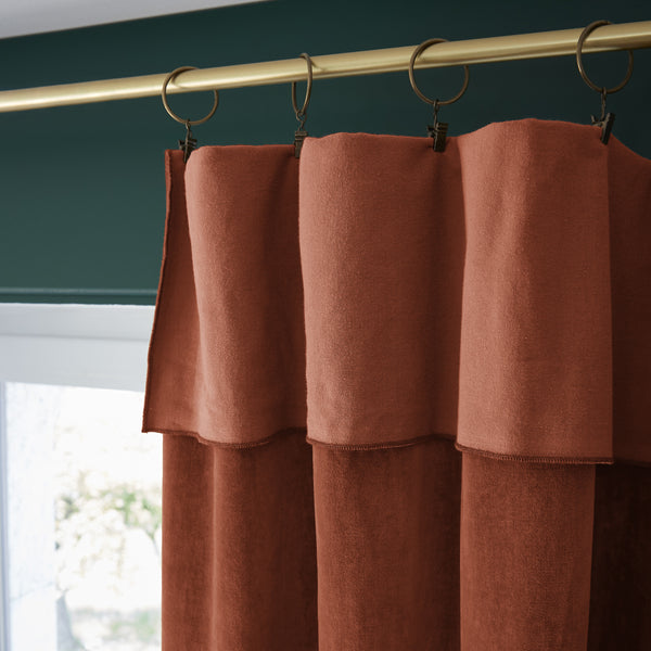 César - Rideau Ajustable + Anneaux - Velours De Coton - Terracotta