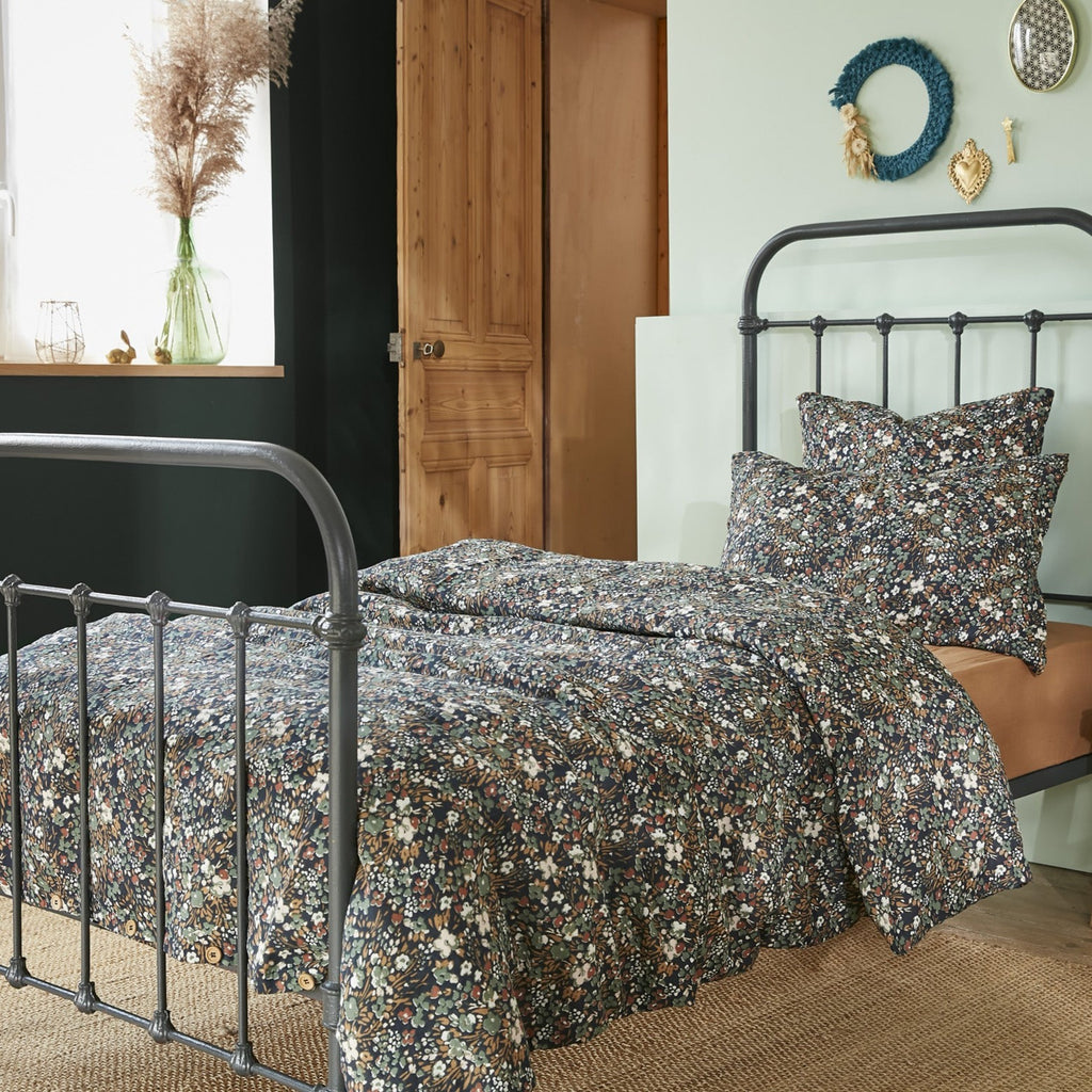 Duvet Cover - Cotton Gauze - Nasturtium - Midnight