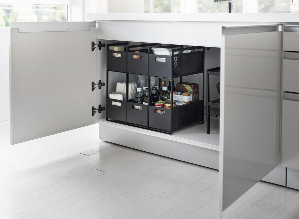 2-Tier Storage Baskets - Tower - Black