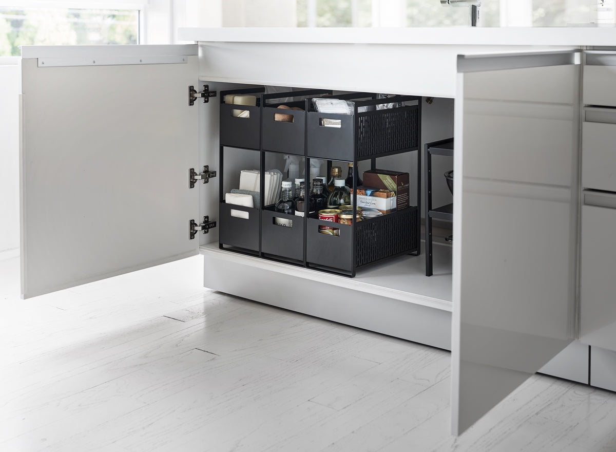 2-Tier Storage Baskets - Tower - Black