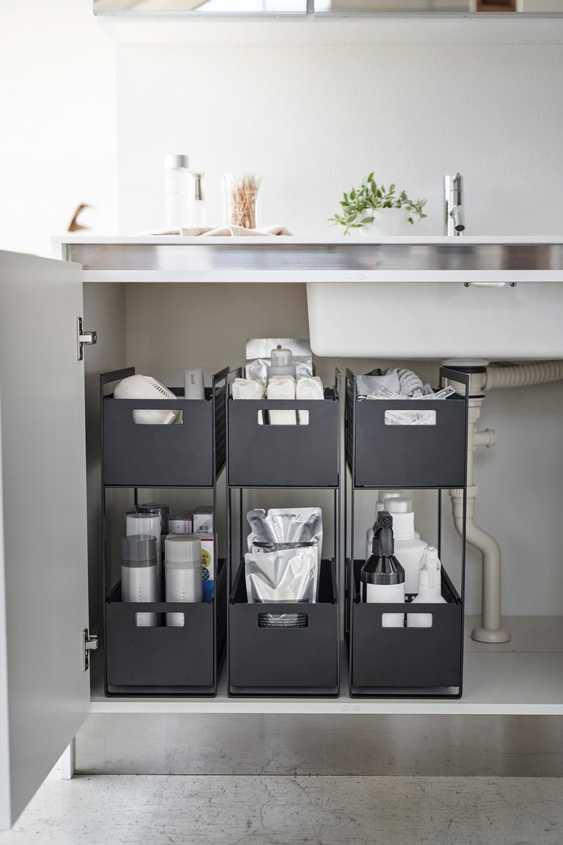 2-Tier Storage Baskets - Tower - Black