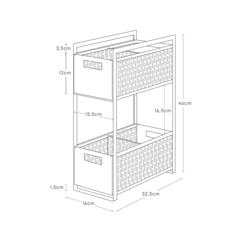 2-Tier Storage Baskets - Tower - Black