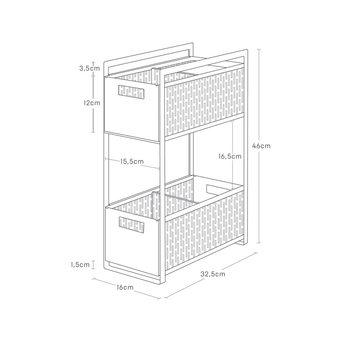 2-Tier Storage Baskets - Tower - Black