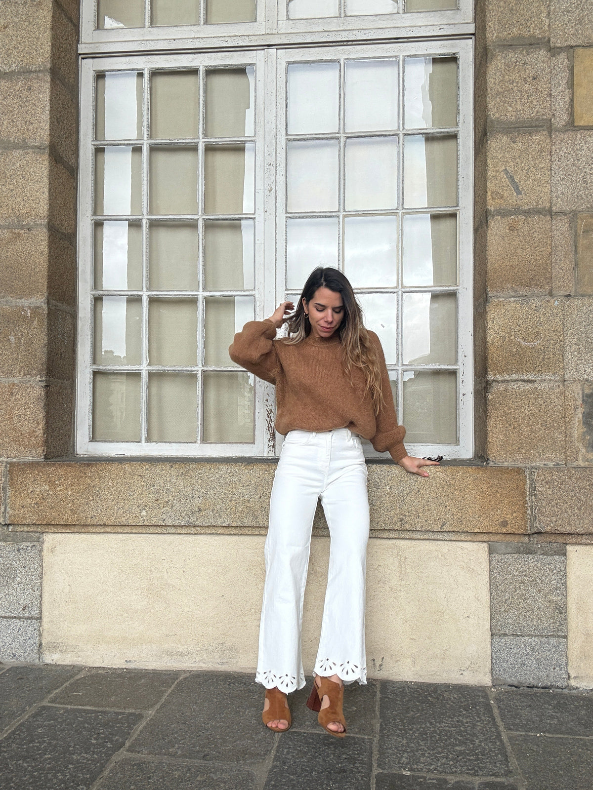 Jean cropped broderies Lola