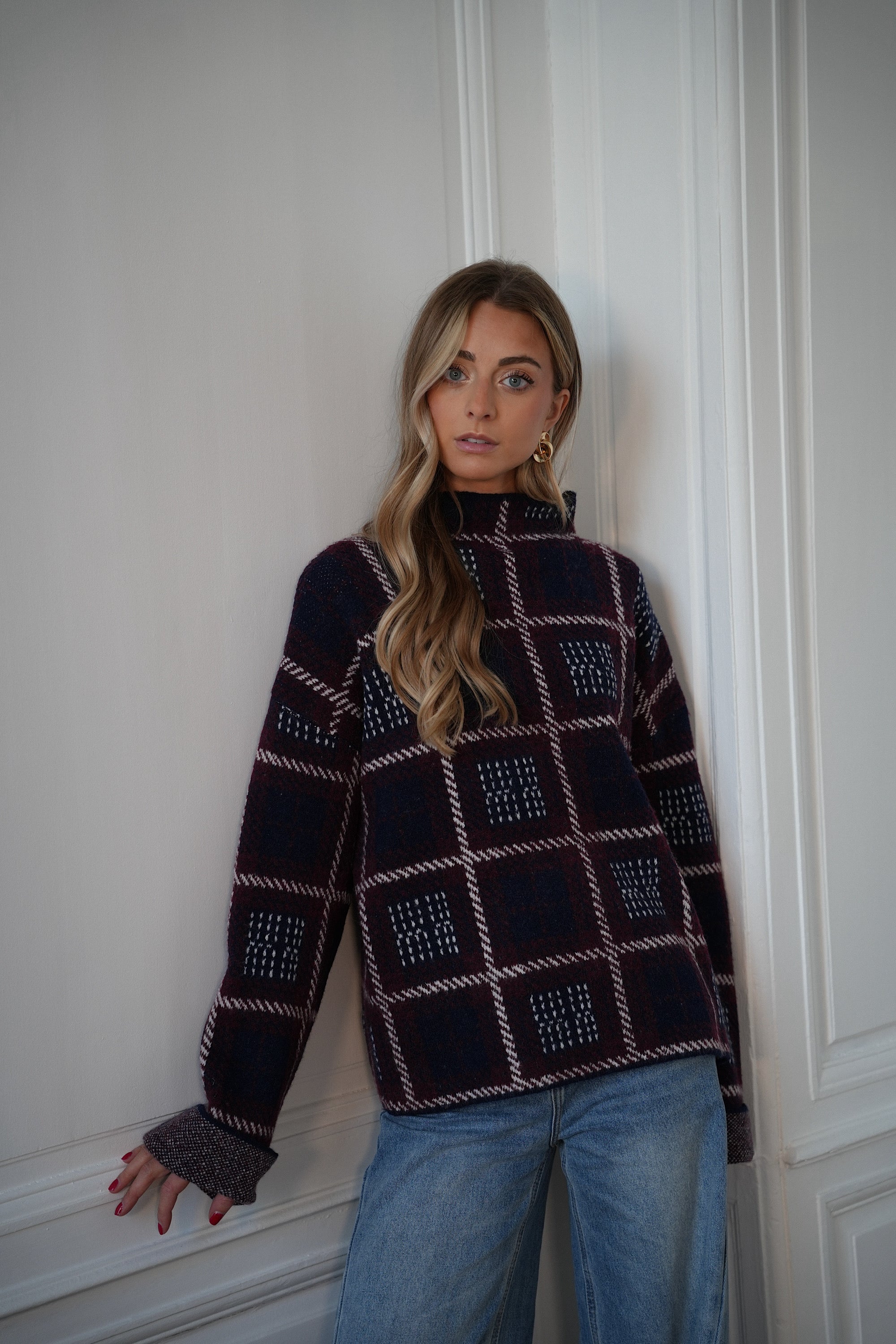 Pull À Carreaux Nala - Marine