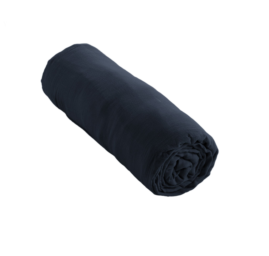 Gaia - Drap Housse - Double Gaze De Coton - Minuit