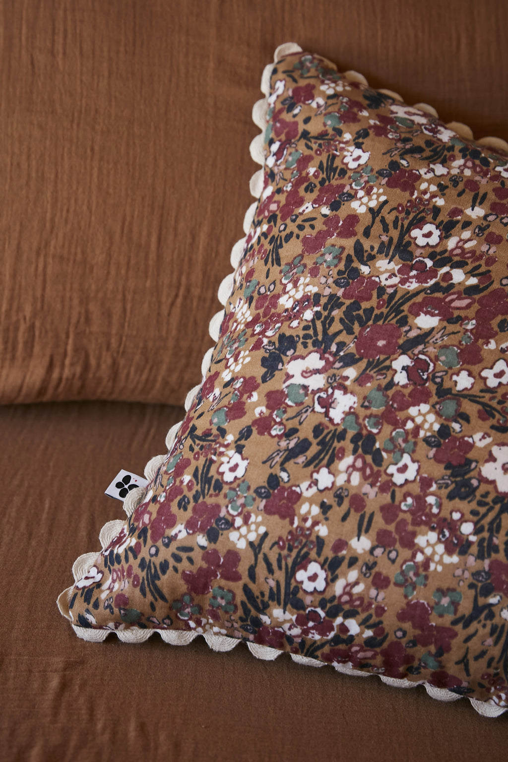 Cojín Desenfundable De Gasa De Algodón Estampada - Capucine - Camel