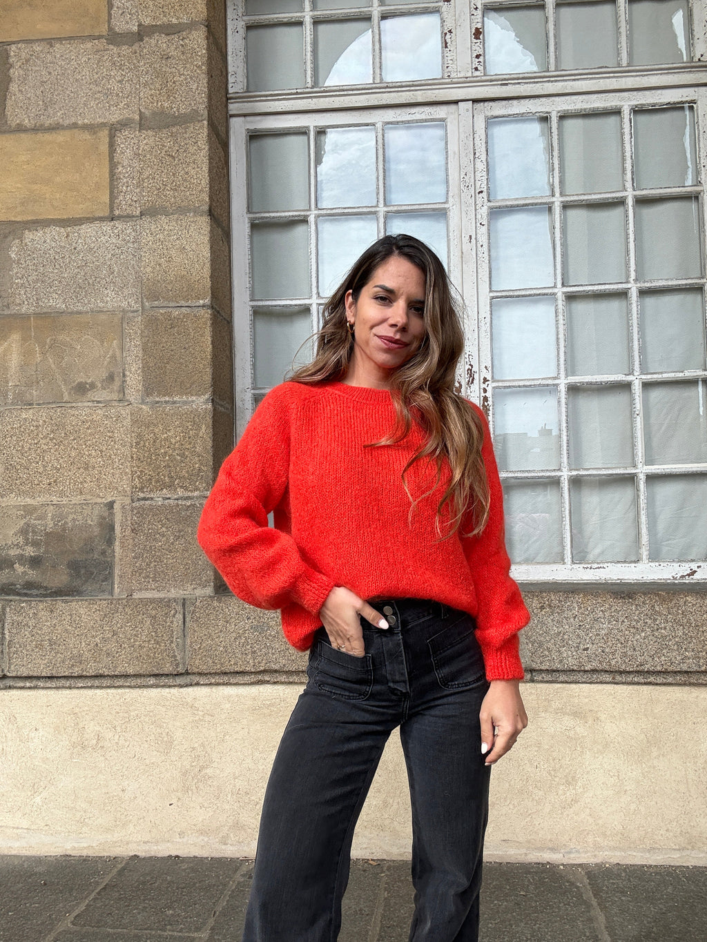 Pull Anna rouge orangé