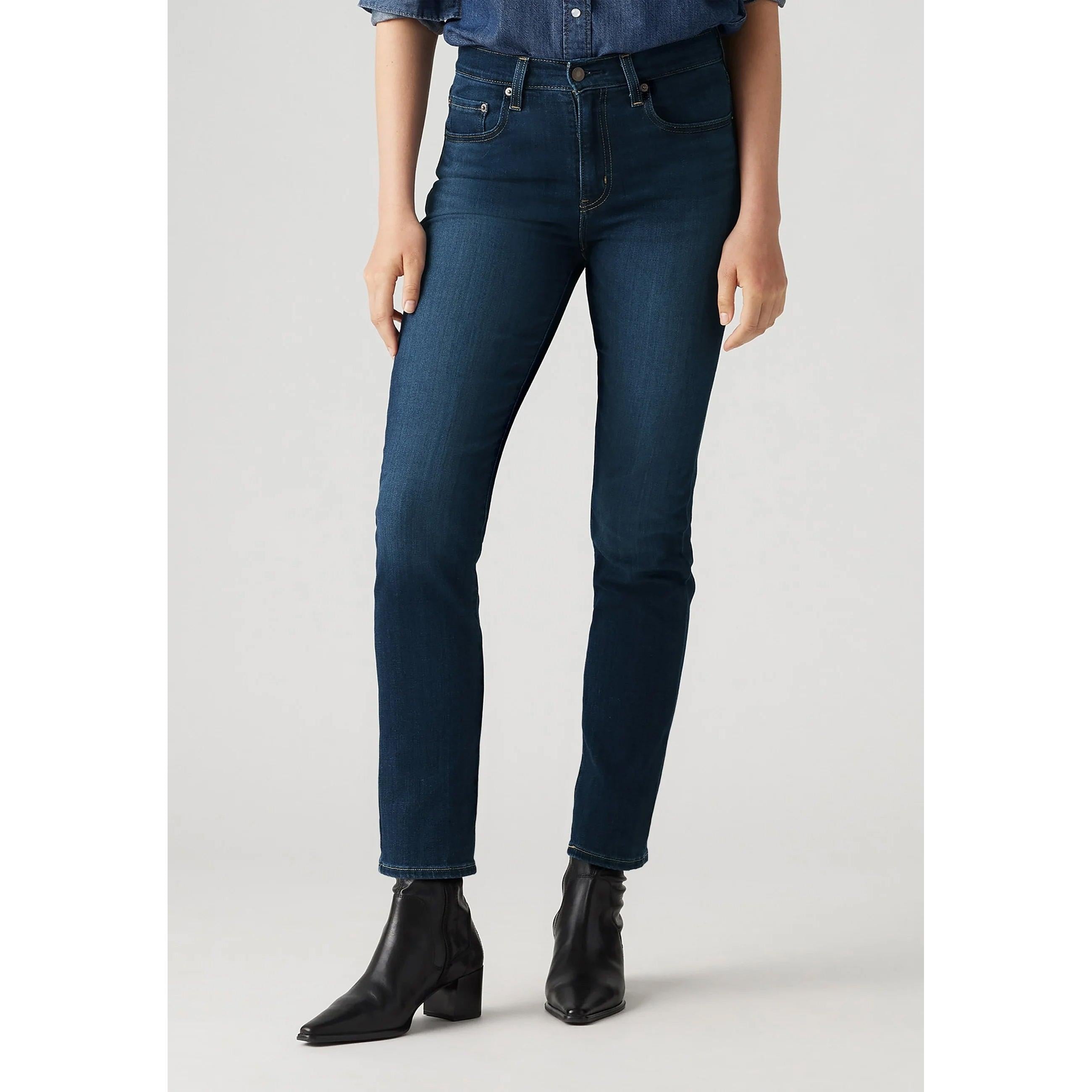 Jean Droit Taille Haute Levi's 724 Bleu Foncé