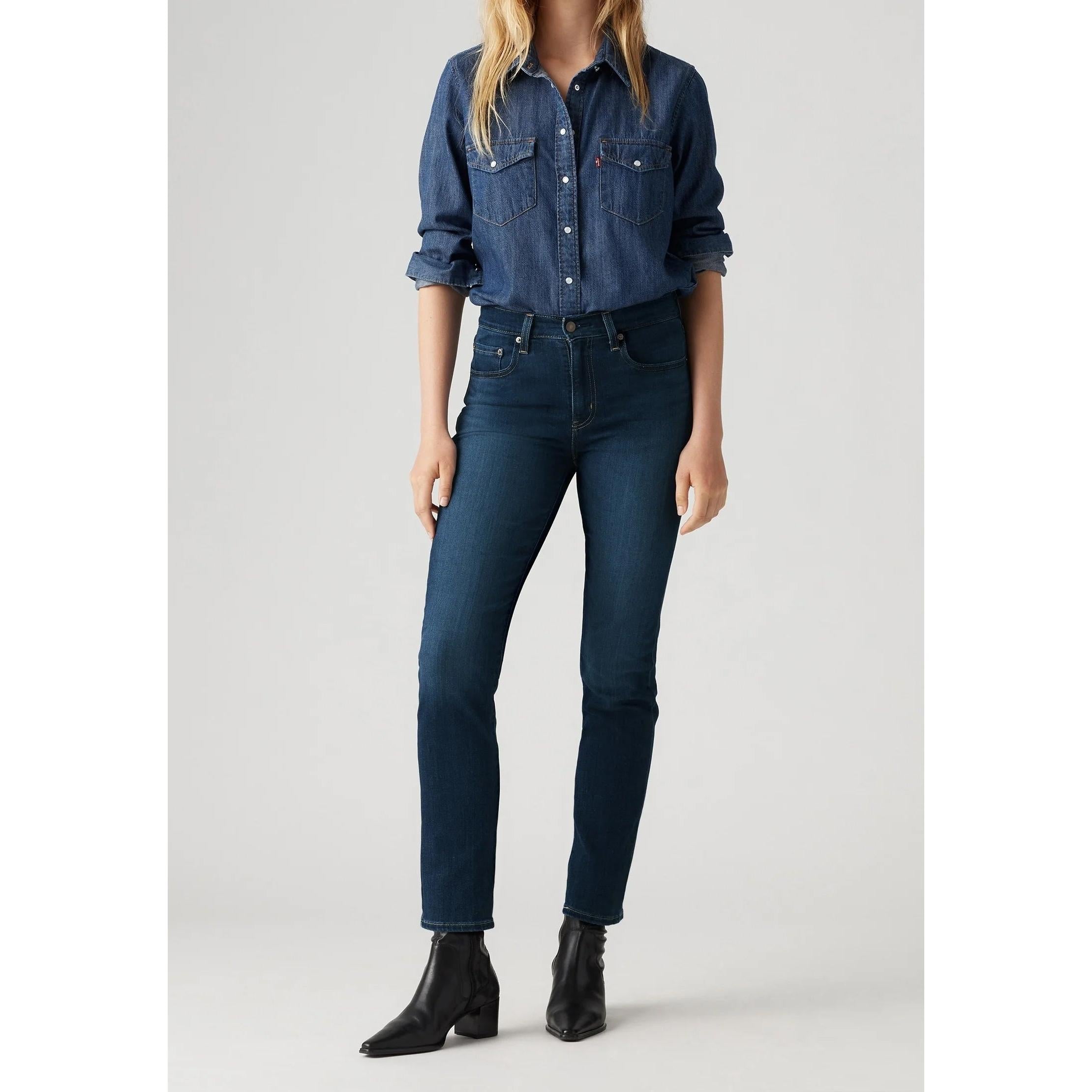 Jean Droit Taille Haute Levi's 724 Bleu Foncé
