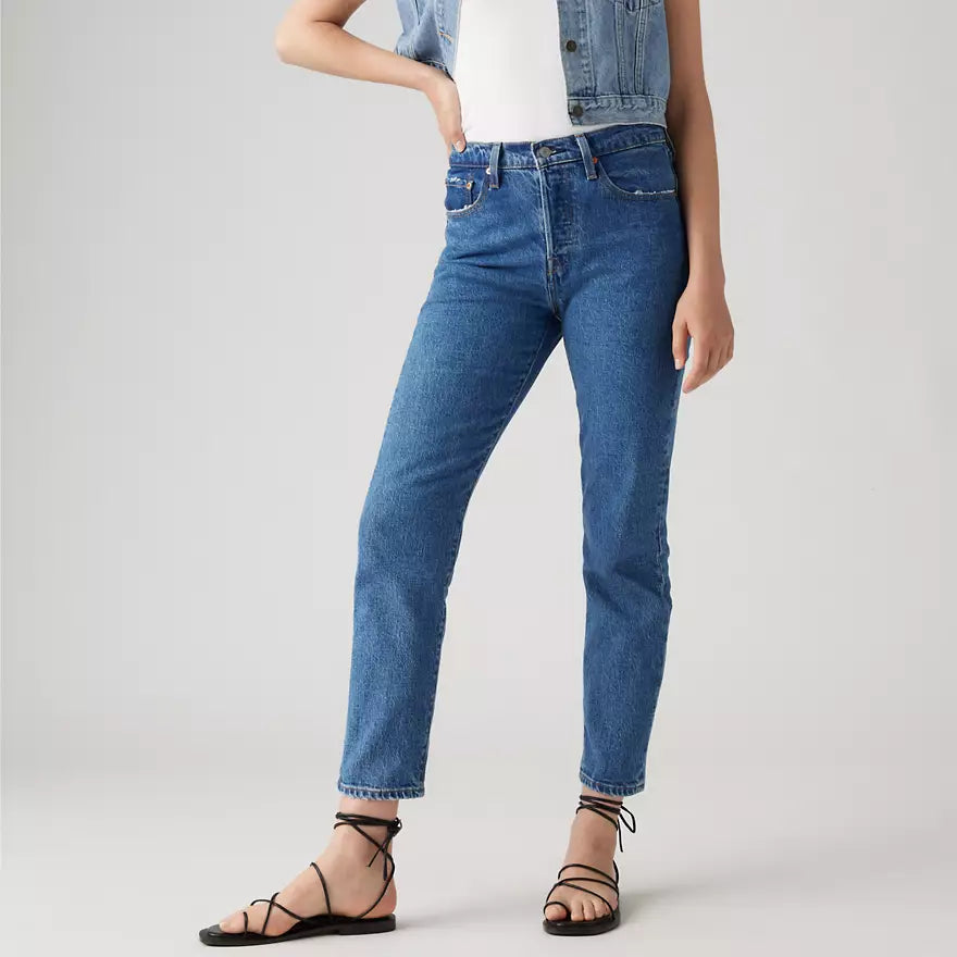 Jean Droit Taille Haute Levi's 501 Crop Bleu