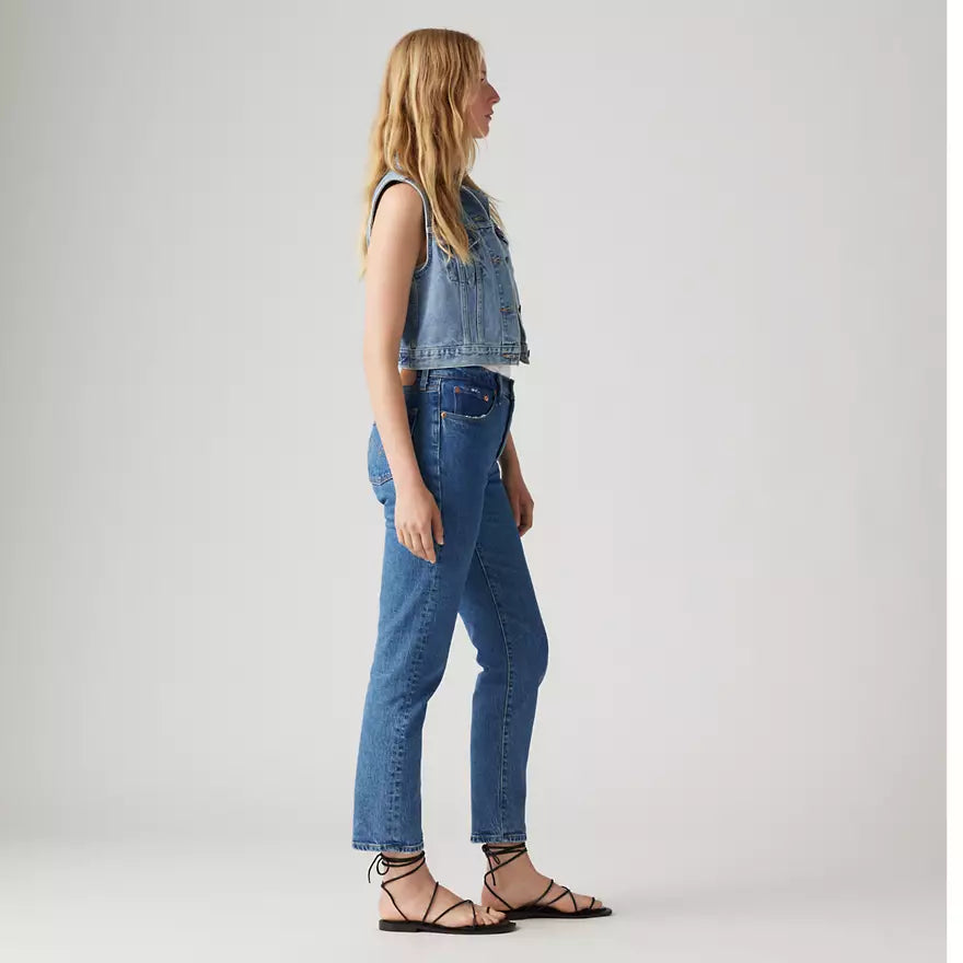 Jean Droit Taille Haute Levi's 501 Crop Bleu