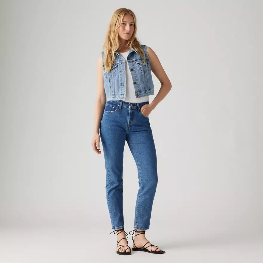 Jean Droit Taille Haute Levi's 501 Crop Bleu