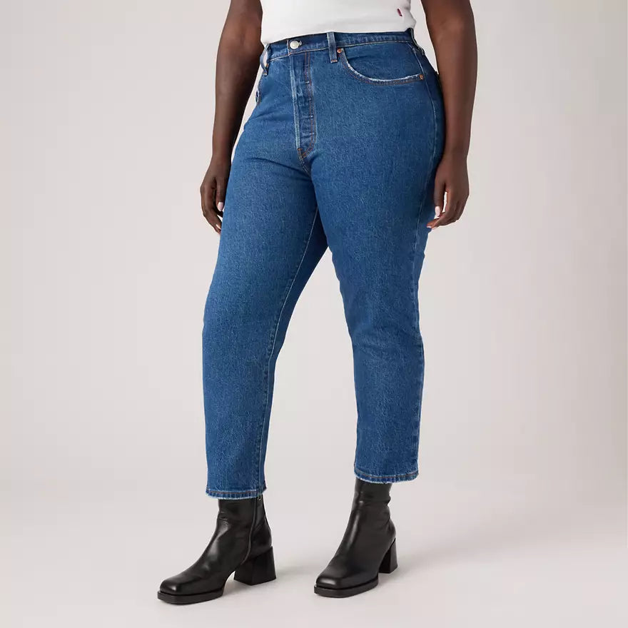 Jean Droit Taille Haute Levi's 501 Crop Bleu