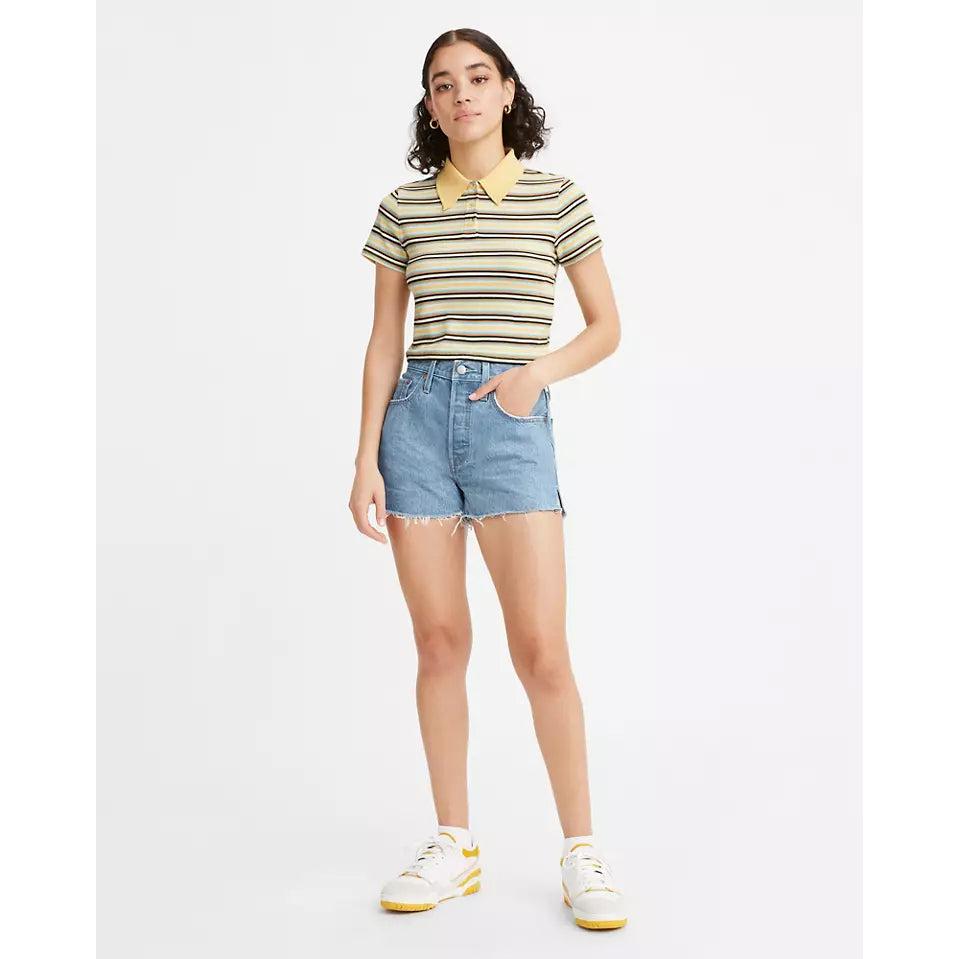 Short En Jean Taille Haute Levi's 501 Bleu
