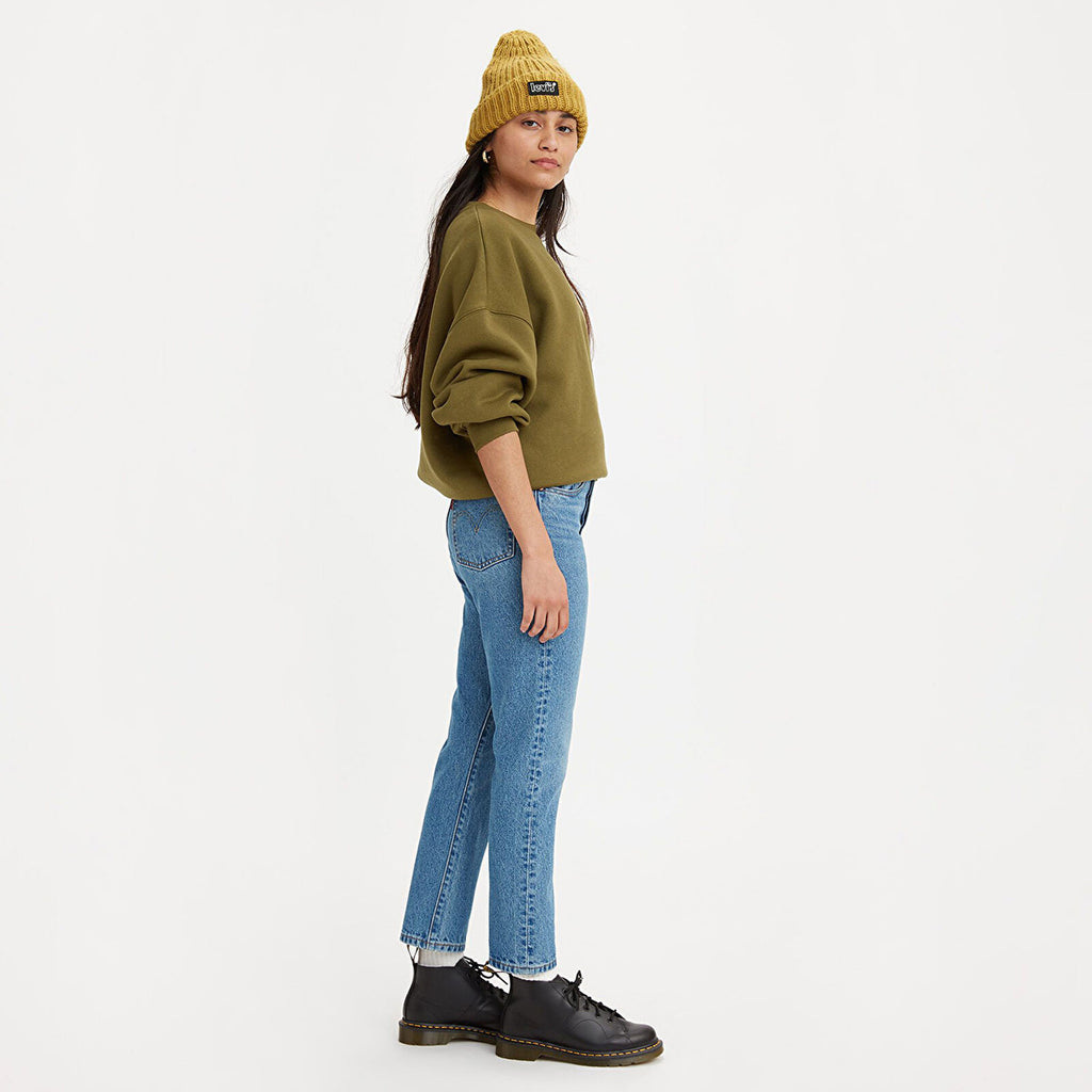 Jean Droit Taille Mi-Haute Levi's 501 Cropped Plus Bleu