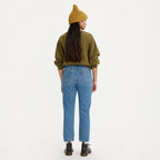 Jean Droit Taille Mi-Haute Levi's 501 Cropped Plus Bleu