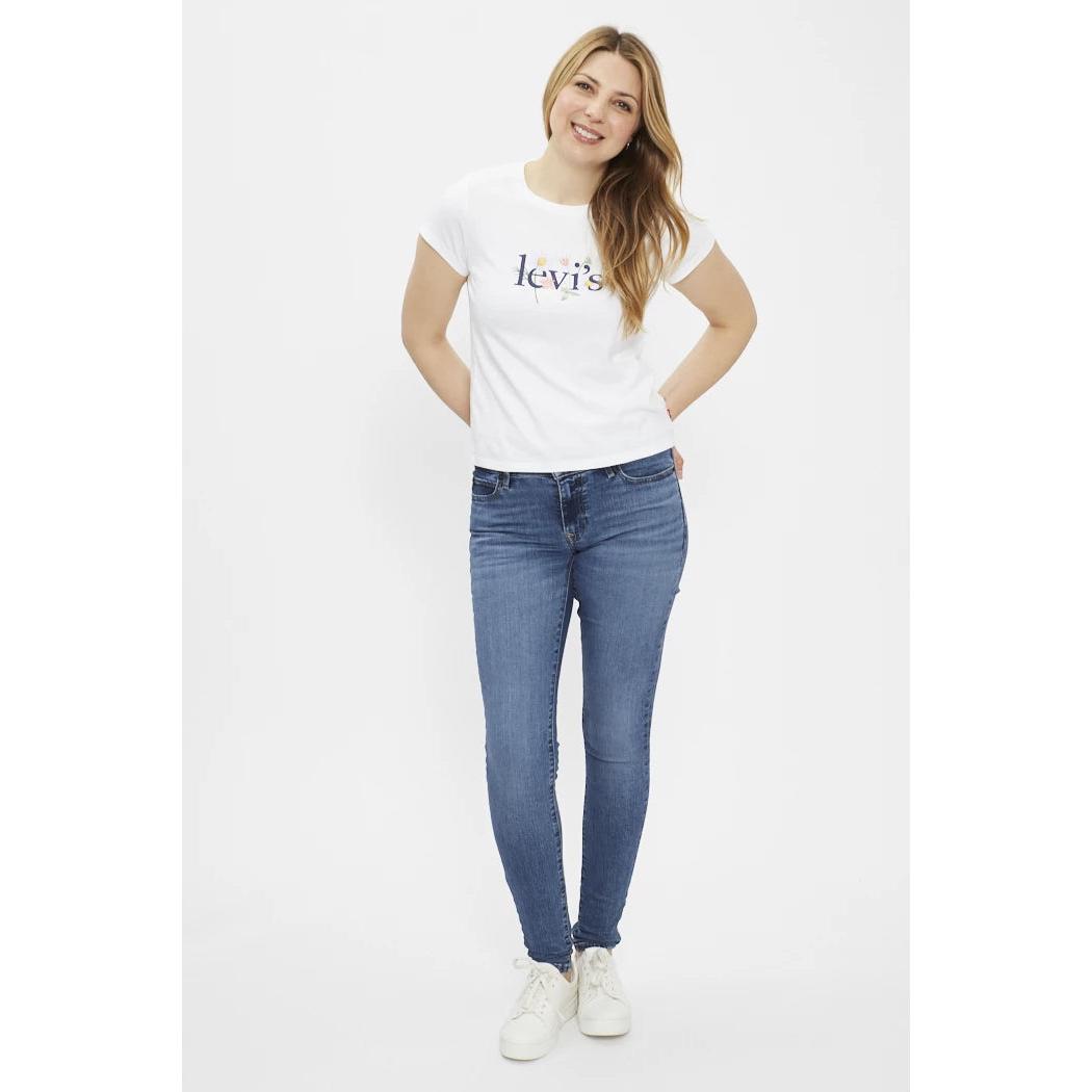 Levi's 711 Double Button Mid-Rise Skinny Jeans Blue