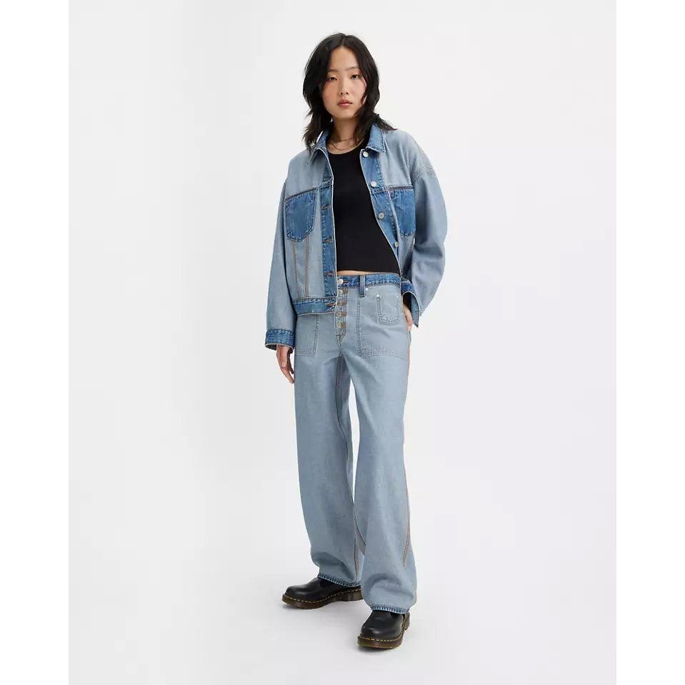 Jean Baggy Taille Mi-Haute Levi's Dad Réversible Bleu