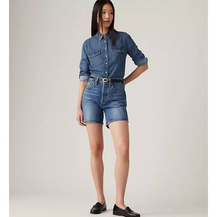 Short En Jean Taille Haute Levi's 501 Bleu