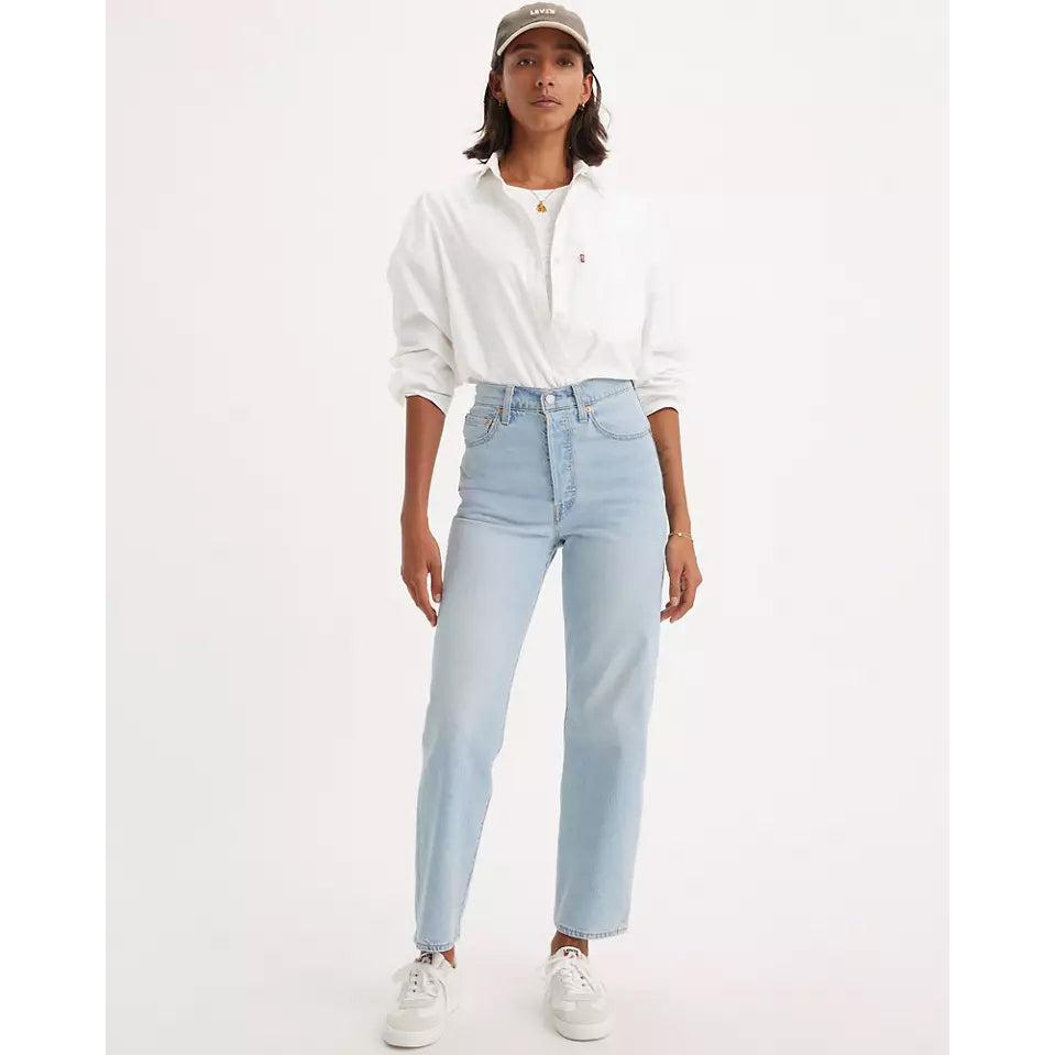Jeans Dritti a Vita Altissima Levi's Ribcage Blu