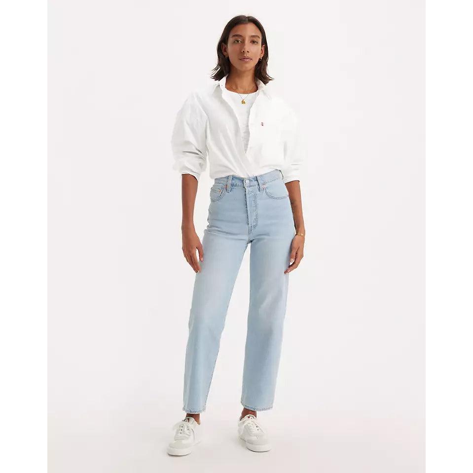 Jeans Dritti a Vita Altissima Levi's Ribcage Blu