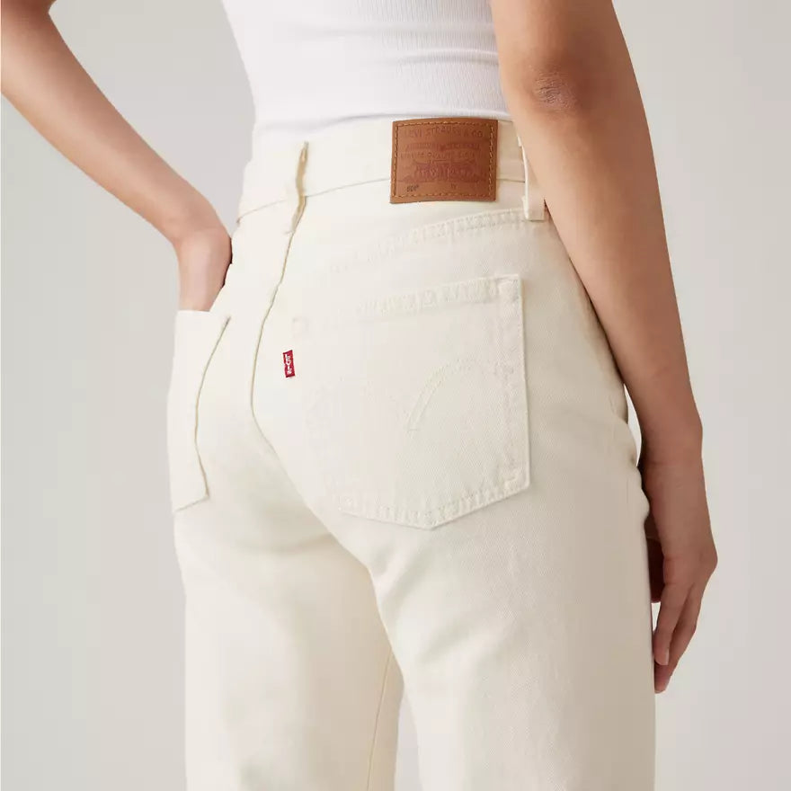 Jeans Dritti a Vita Alta Levi's 501 Crop Bianchi