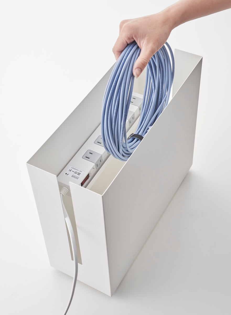 Cable Organiser Box With Castors - Tower - White