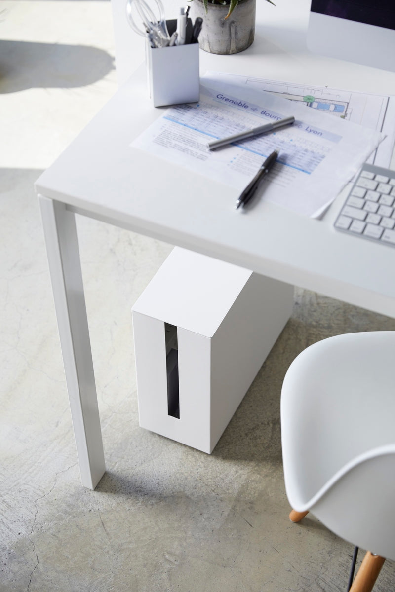 Cable Organiser Box With Castors - Tower - White