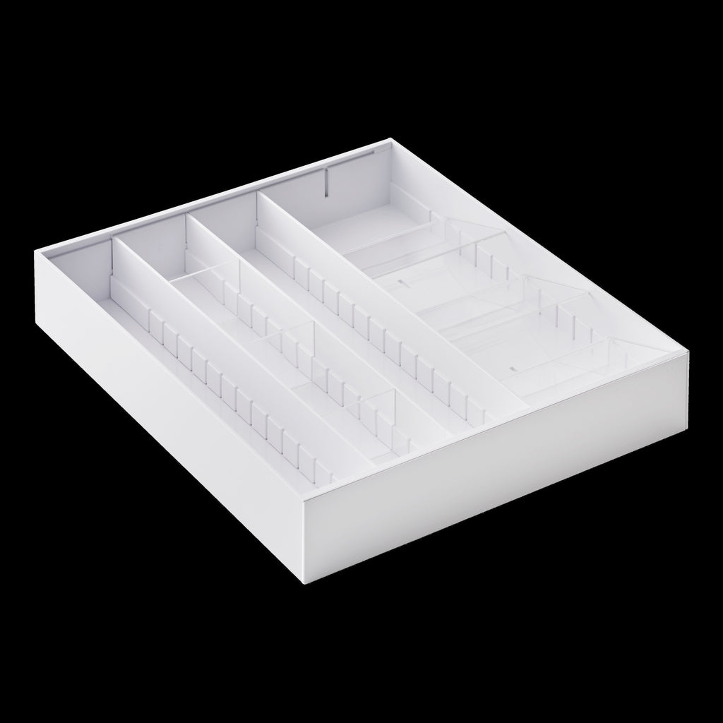 Expandable Cutlery Tray With Slanted Compartments - Tower - White