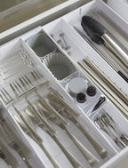 Expandable Cutlery Tray With Slanted Compartments - Tower - White