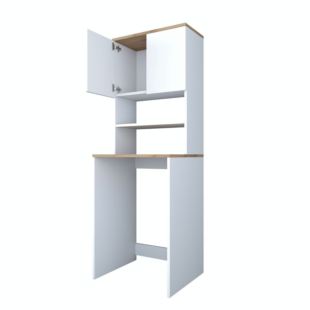 Meubles Lave-Linge Kd101 - Blanc / Noyer