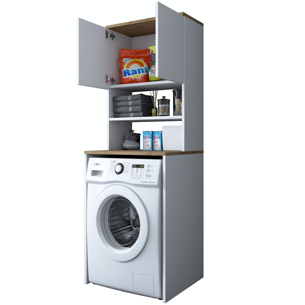 Meubles Lave-Linge Kd101 - Blanc / Noyer