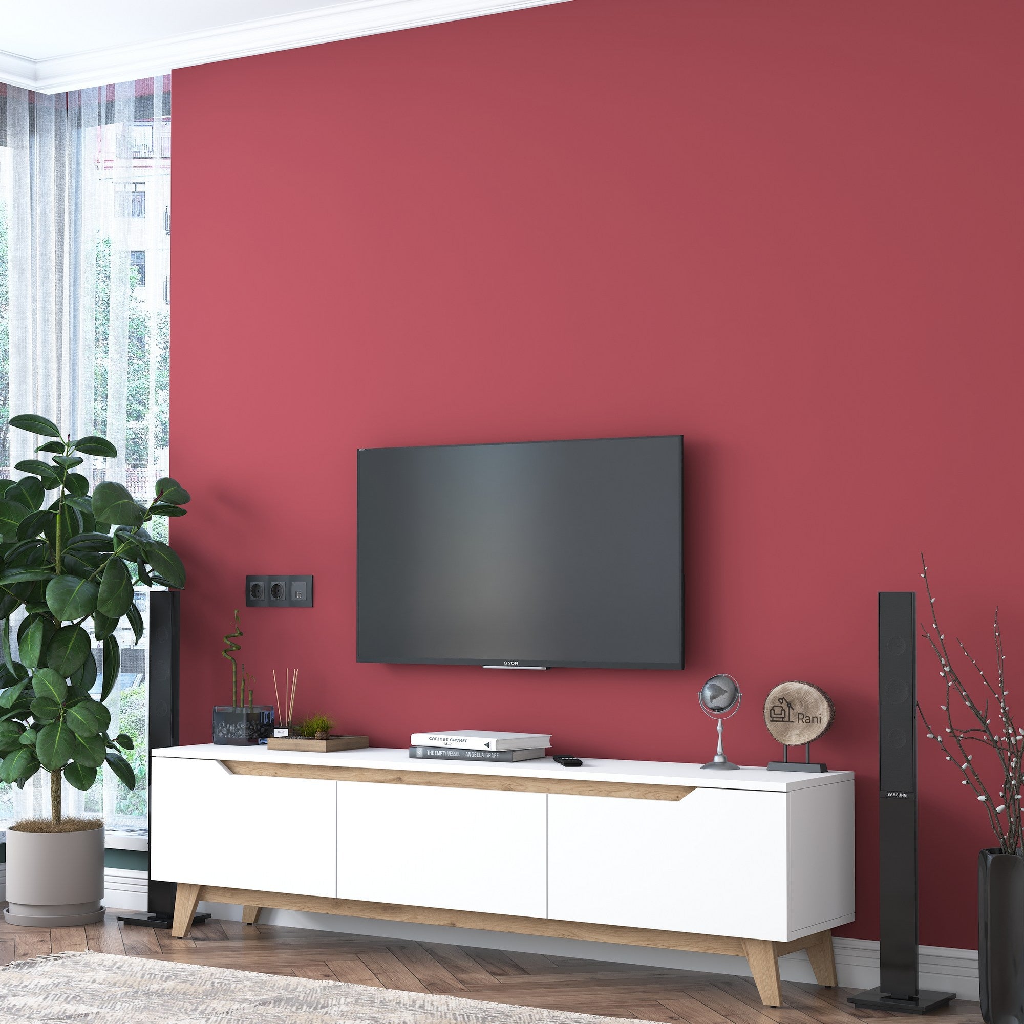 Meubles Tv D1 - Blanc / Noyer