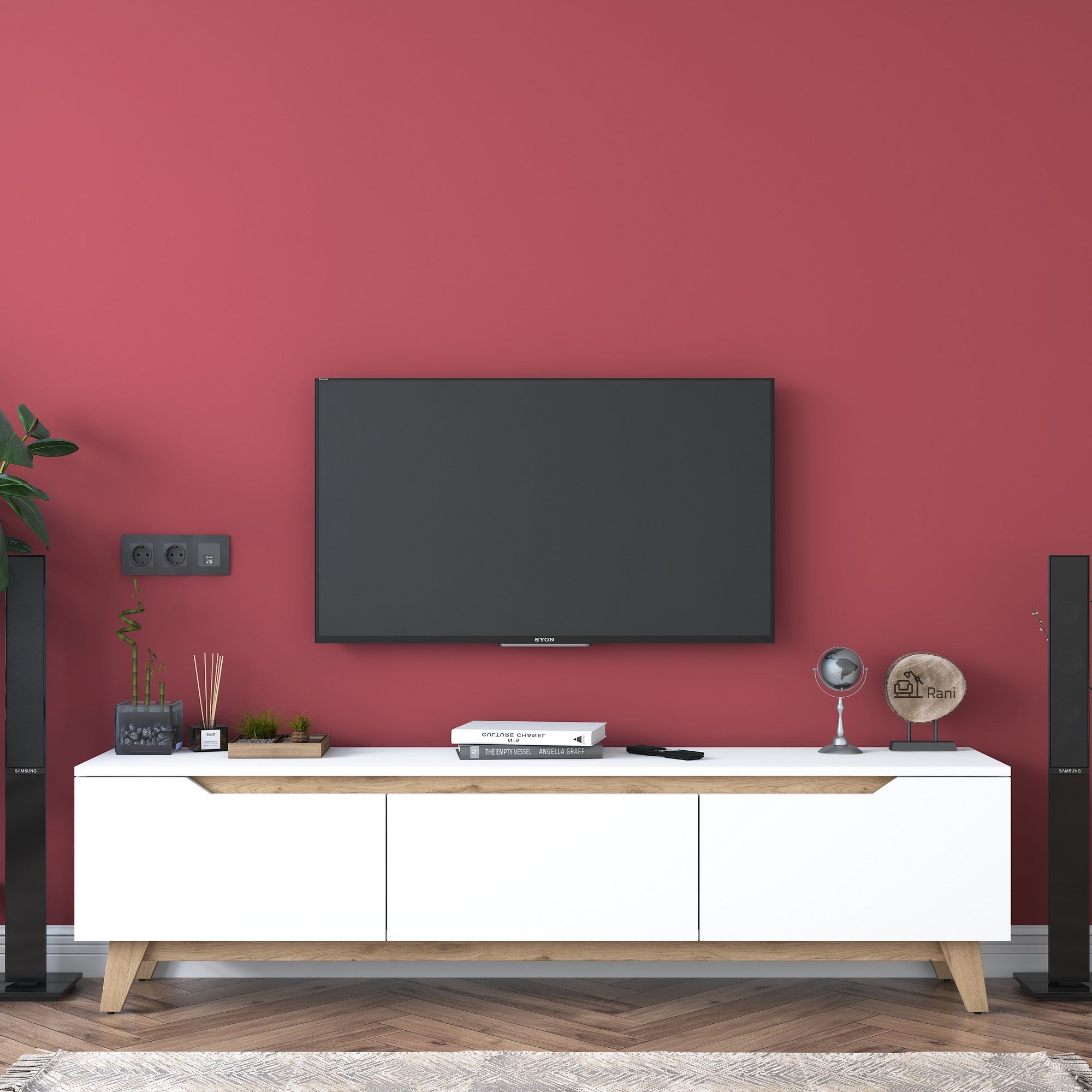 Meubles Tv D1 - Blanc / Noyer
