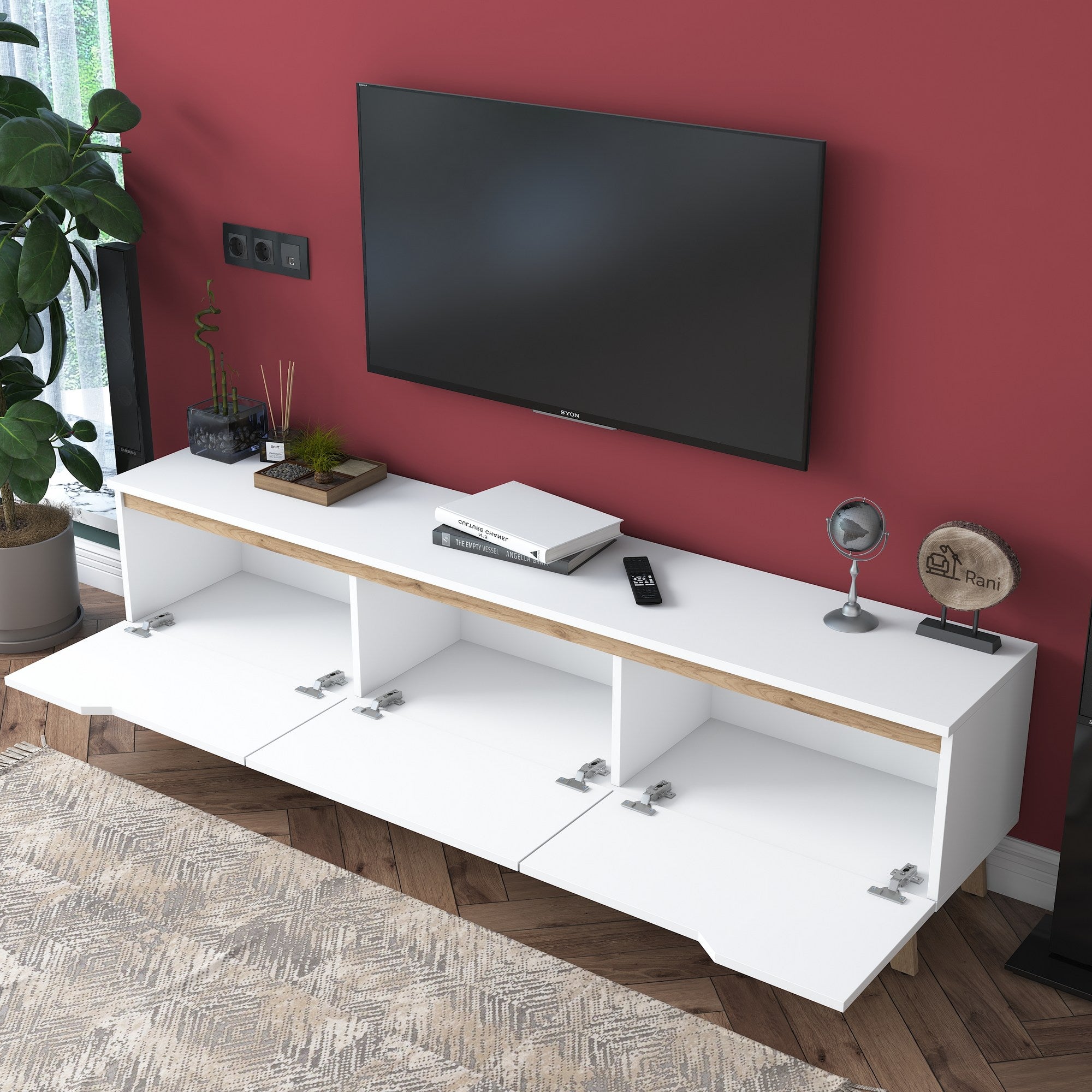 Meubles Tv D1 - Blanc / Noyer