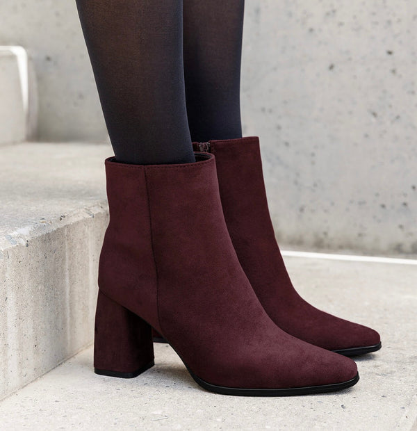 Mia Burgundy Suede Ankle Boots