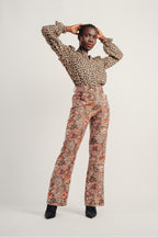 The Randy Trousers In Red Flowers Carpet Velvet