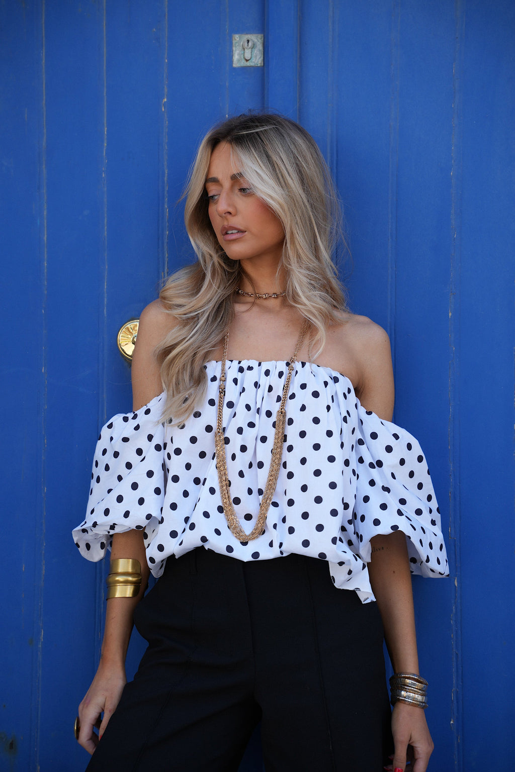 Blouse À Pois Sola - Blanc/Noir