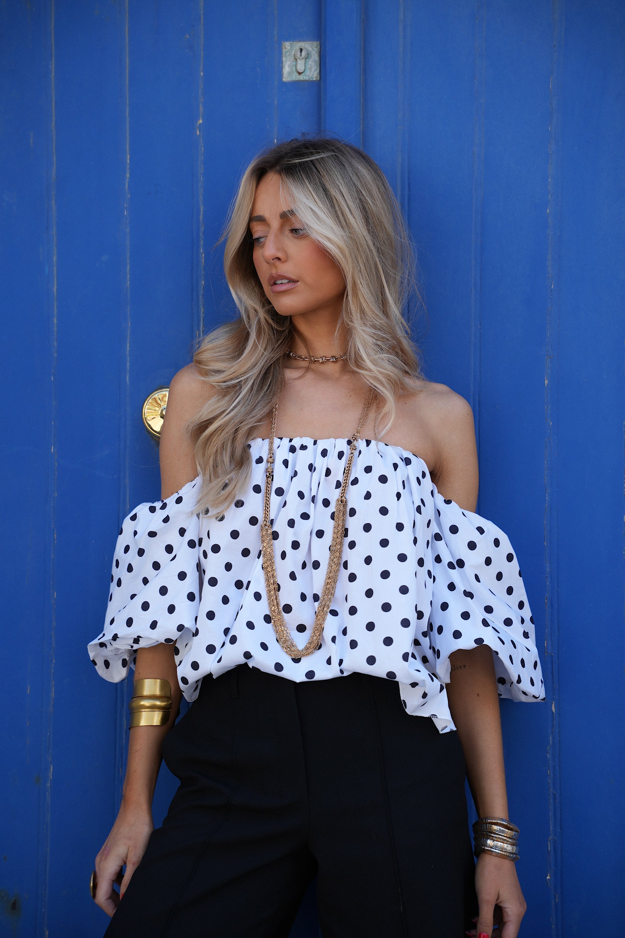Blouse À Pois Sola - Blanc/Noir